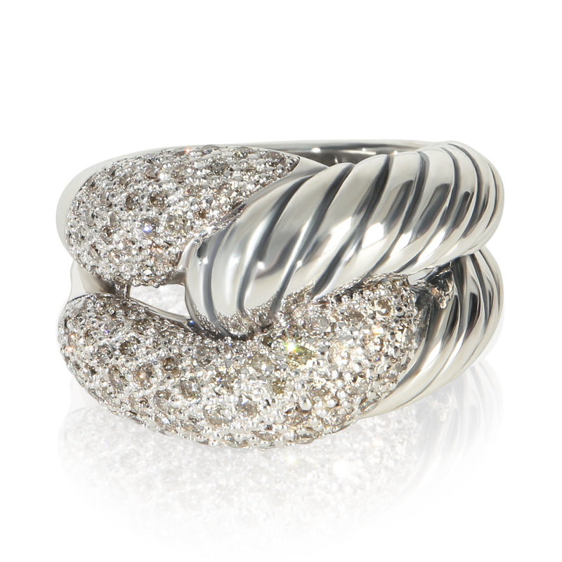 David Yurman Sterling Silver Diamond Infinity Knot Ring fv