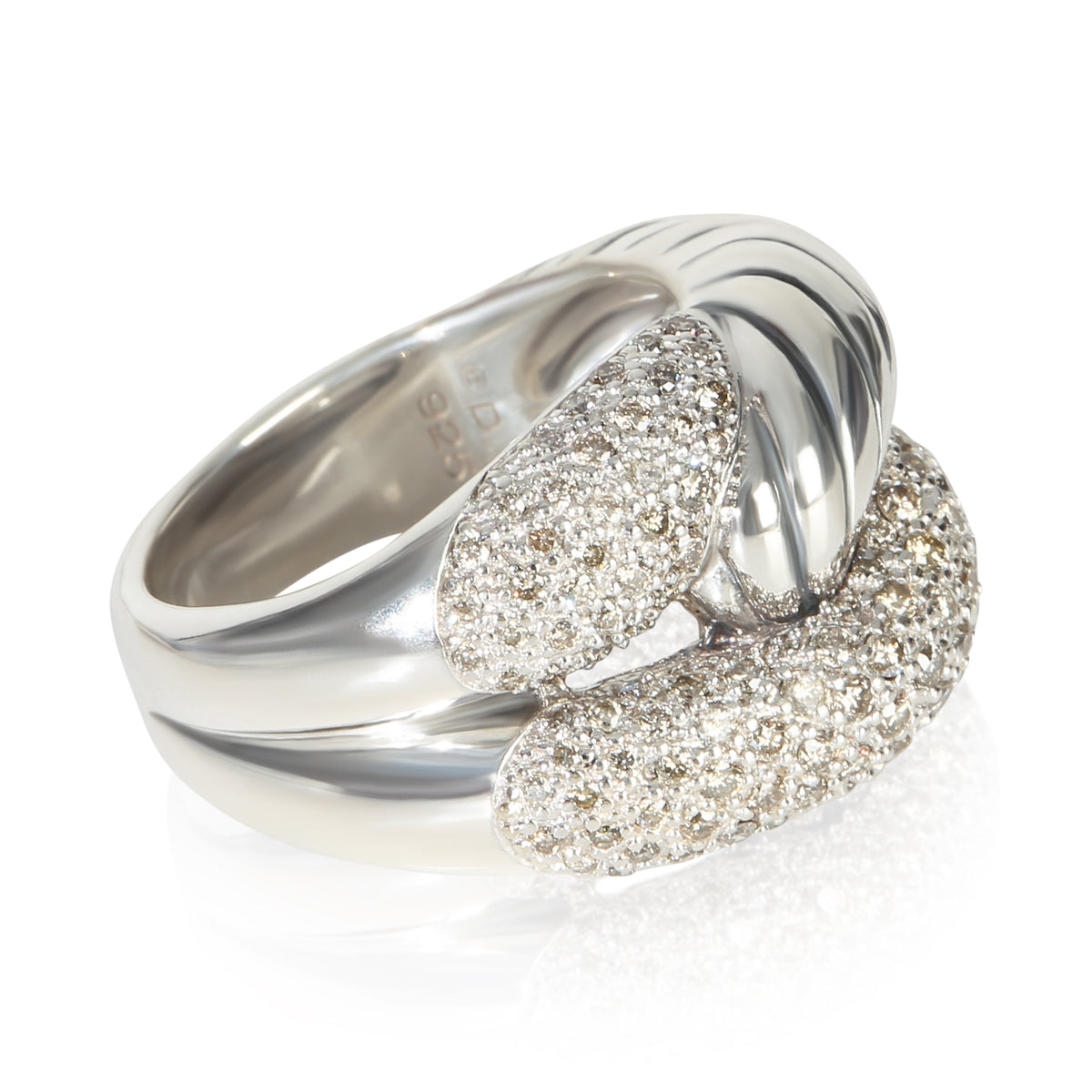 David Yurman Sterling Silver Diamond Infinity Knot Ring sv