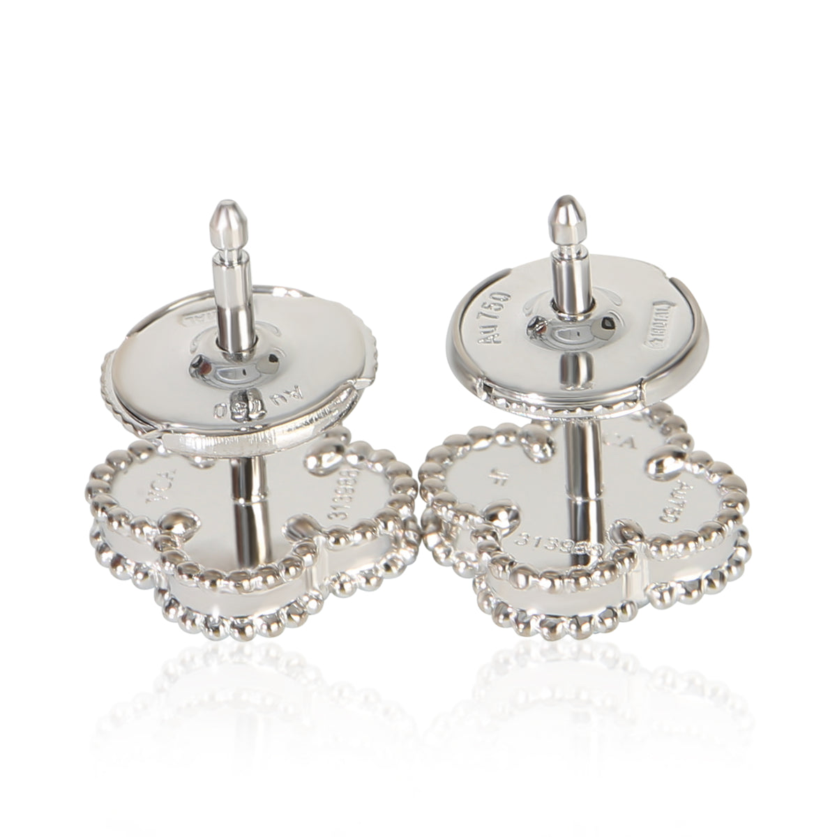 Van Cleef & Arpels White Gold Turquoise Sweet Alhambra Earrings bv