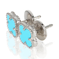 Van Cleef & Arpels White Gold Turquoise Sweet Alhambra Earrings sv