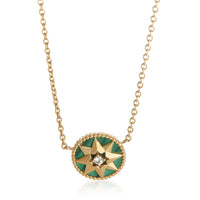 Christian Dior Yellow Gold Malachite and Diamond Rose Des Vents Necklace fv