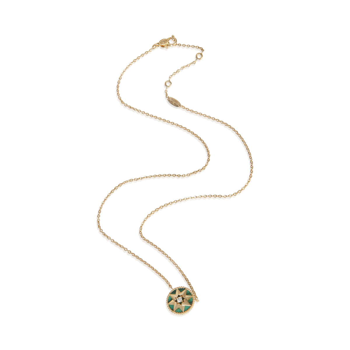 Christian Dior Yellow Gold Malachite and Diamond Rose Des Vents Necklace pv