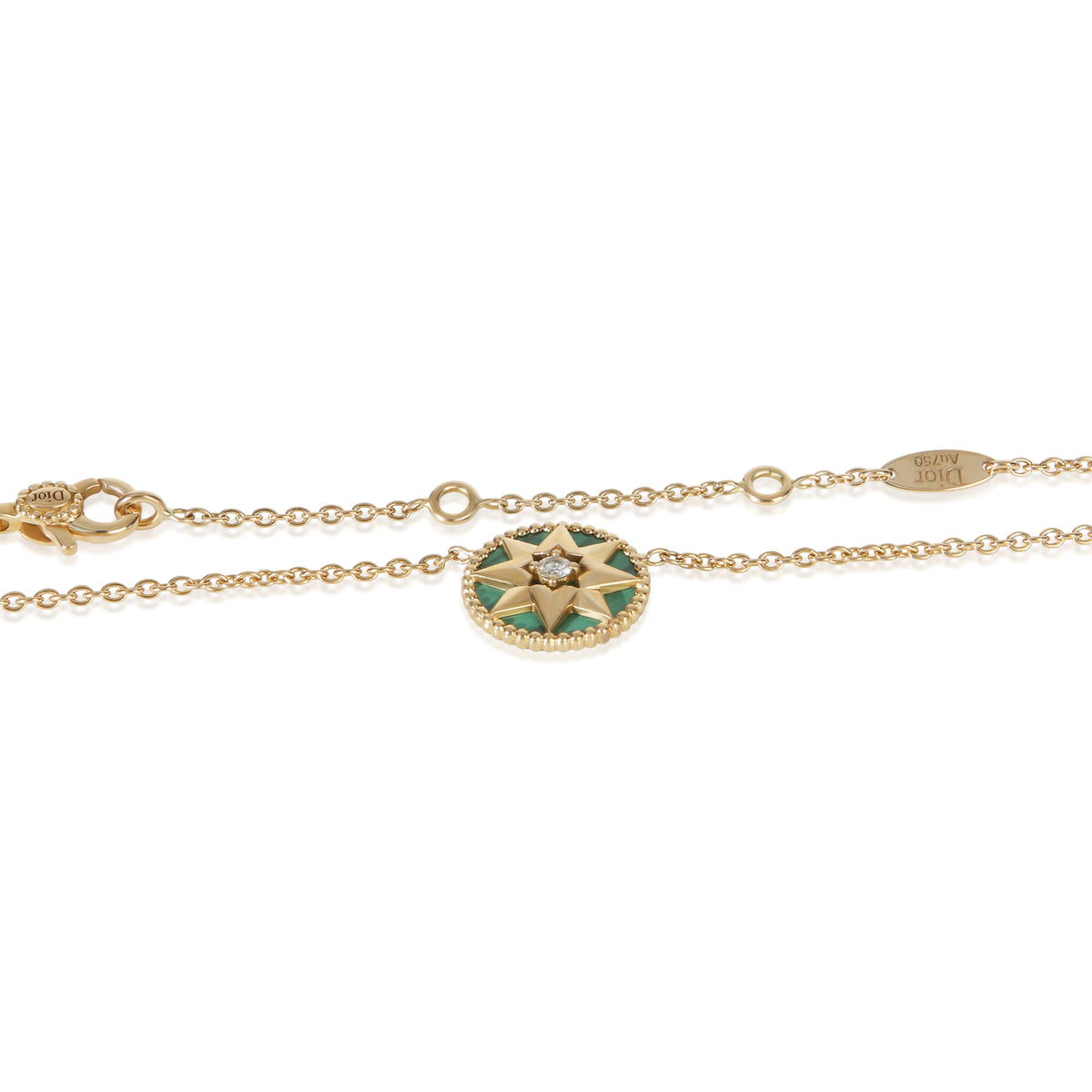 Christian Dior Yellow Gold Malachite and Diamond Rose Des Vents Necklace sv