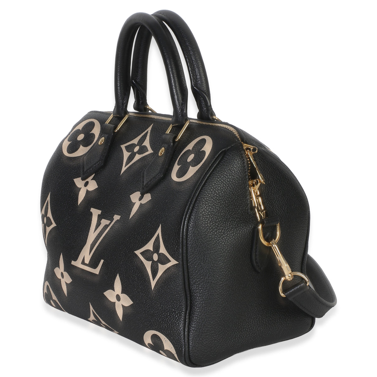 Louis Vuitton Black Beige Monogram Empreinte Giant Speedy Bandouliere 25 Handbag 2