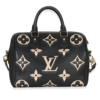 Louis Vuitton Black Beige Monogram Empreinte Giant Speedy Bandouliere 25 Handbag fv