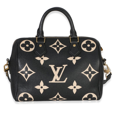 Louis Vuitton Black Beige Monogram Empreinte Giant Speedy Bandouliere 25 Handbag id