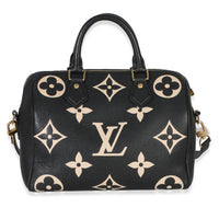 Louis Vuitton Black Beige Monogram Empreinte Giant Speedy Bandouliere 25 Handbag id