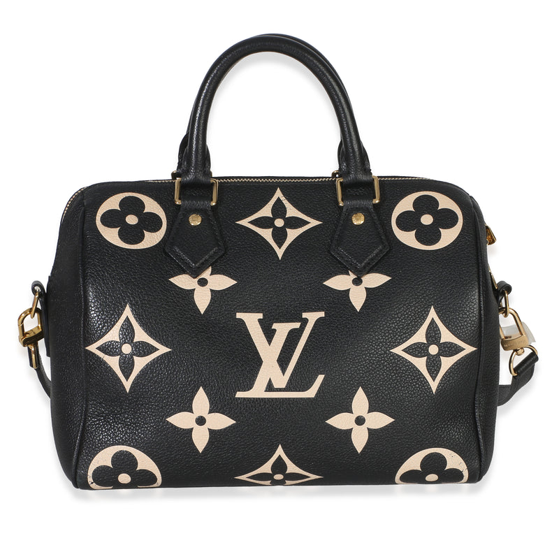 Louis Vuitton Black Beige Monogram Empreinte Giant Speedy Bandouliere 25 Handbag id