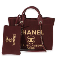 Chanel Burgundy Mixed Fibers Small Deauville Tote Handbag id