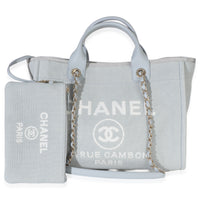 Chanel Light Blue Mixed Fibers Canvas Small Deauville Tote Handbag id