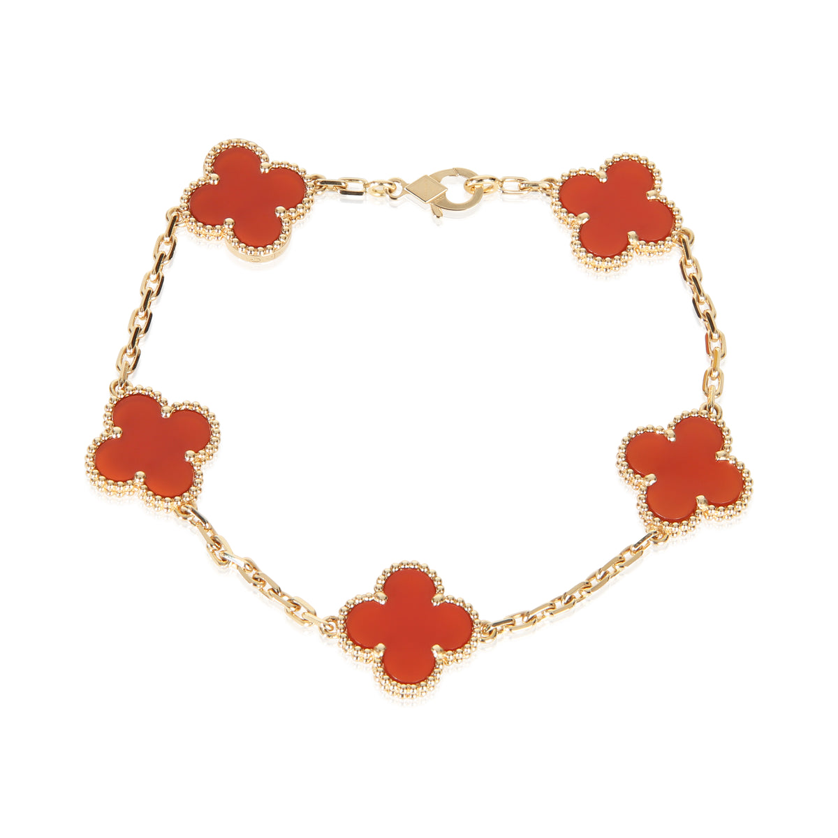 Van Cleef & Arpels Yellow Gold Carnelian Vintage Alhambra Bracelet fv