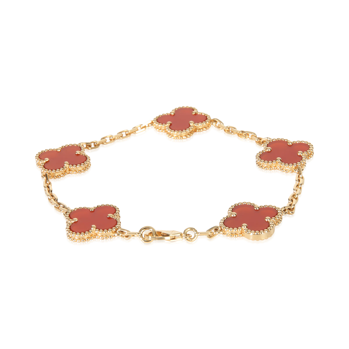 Van Cleef & Arpels Yellow Gold Carnelian Vintage Alhambra Bracelet pv