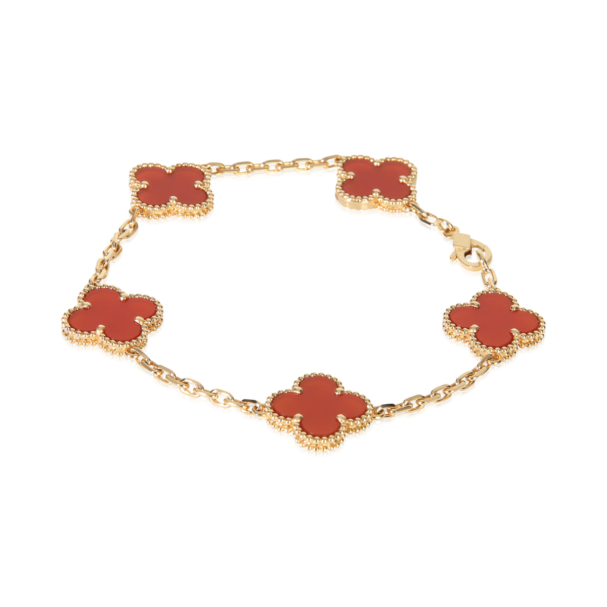 Van Cleef & Arpels Yellow Gold Carnelian Vintage Alhambra Bracelet sv