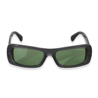 Chanel Black Acetate CC Green Lens Rectangle Sunglasses id