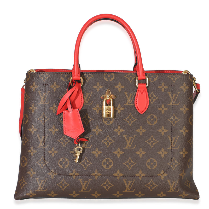 Louis Vuitton Red Monogram Canvas Flower Tote Handbag id