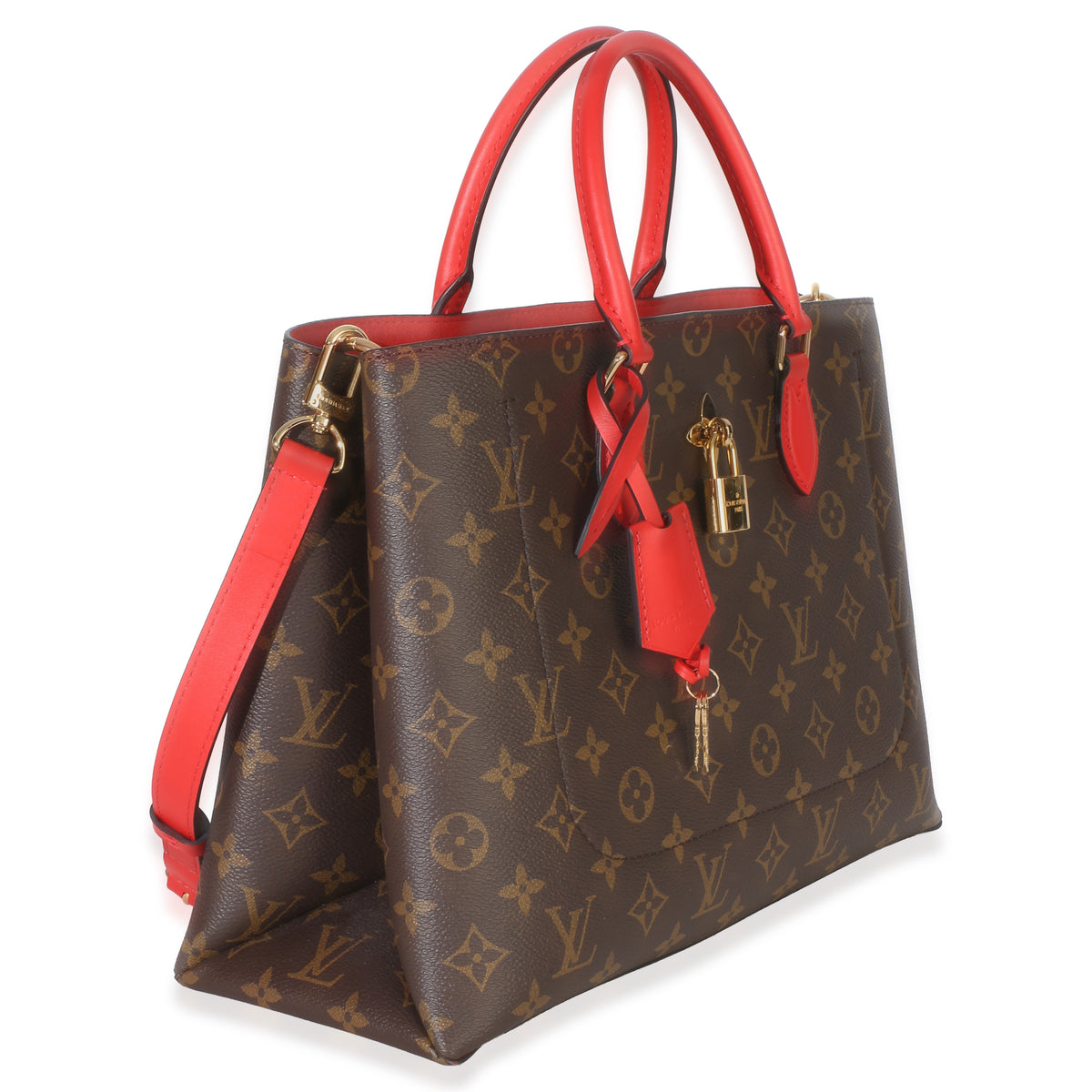 Louis Vuitton Red Monogram Canvas Flower Tote Handbag 3