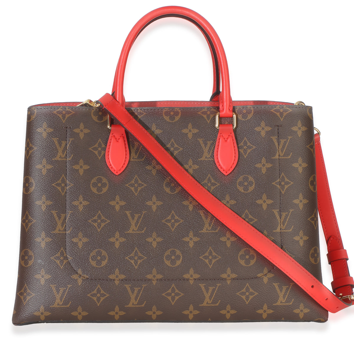 Louis Vuitton Red Monogram Canvas Flower Tote Handbag 4