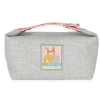 Hermès Granit Herringbone Wool Animaux Blocks Canvas Large Bride A Brac Pouch Handbag id