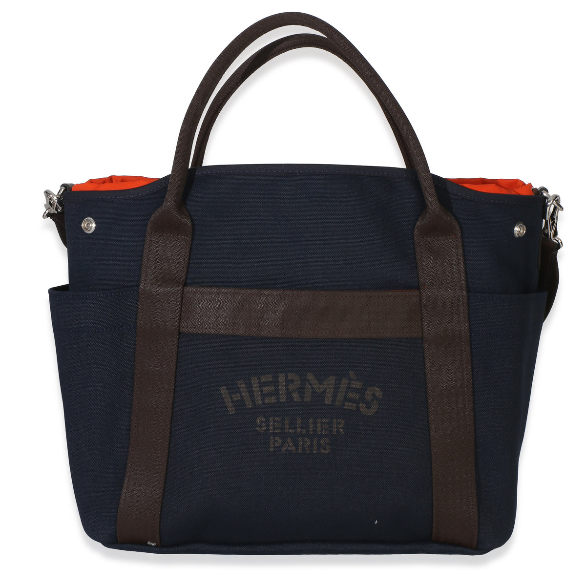 Hermès Bleu Navy Feu Canvas The Grooming Bag Handbag id
