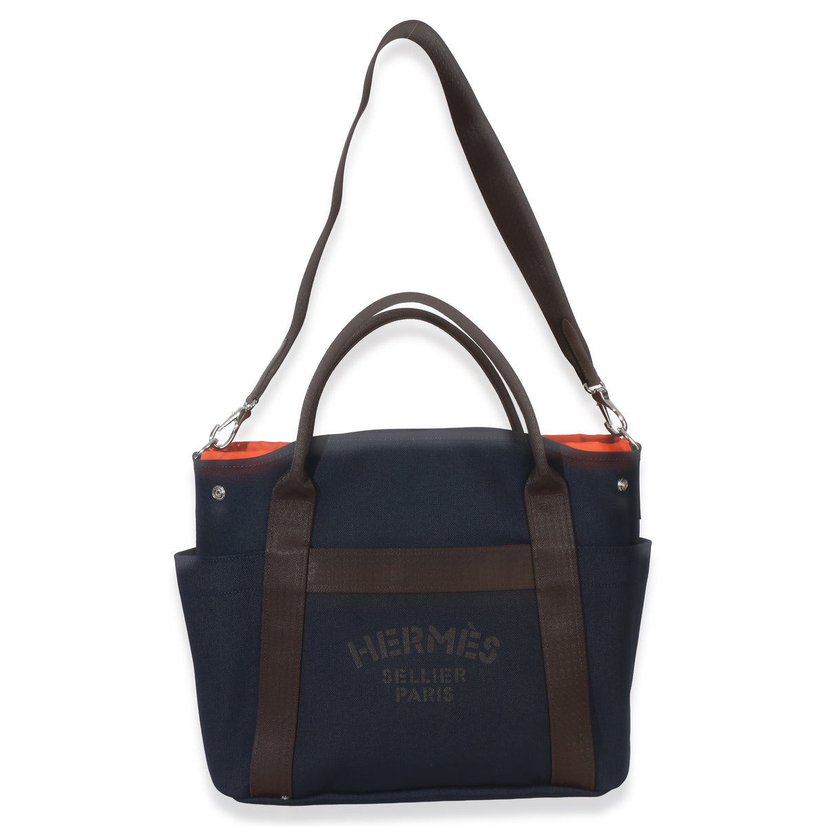 Hermès Bleu Navy Feu Canvas The Grooming Bag Handbag 8