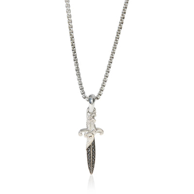 David Yurman Sterling Silver Diamond Waves Dagger Pendant fv