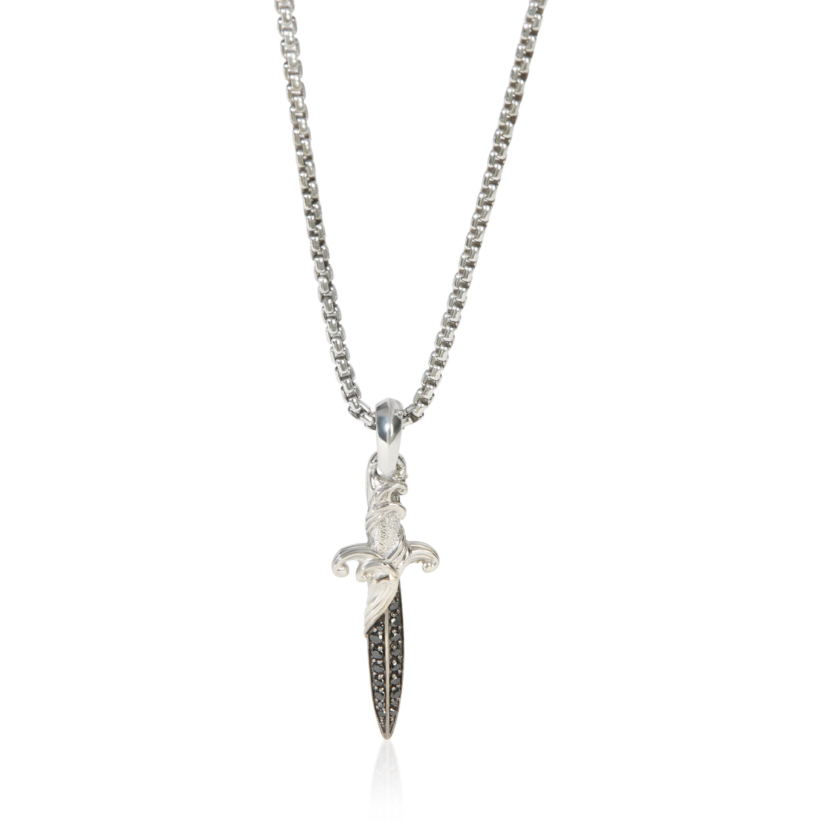 David Yurman Sterling Silver Diamond Waves Dagger Pendant fv