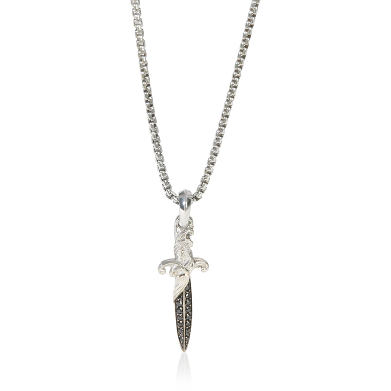 David Yurman Sterling Silver Diamond Waves Dagger Pendant fv