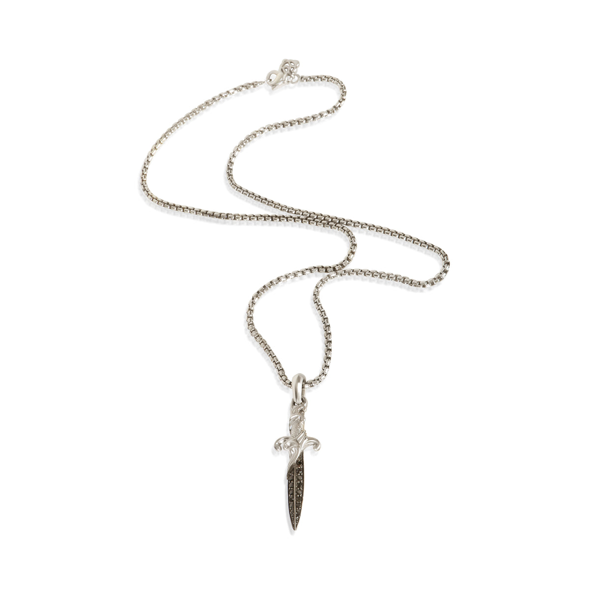 David Yurman Sterling Silver Diamond Waves Dagger Pendant pv