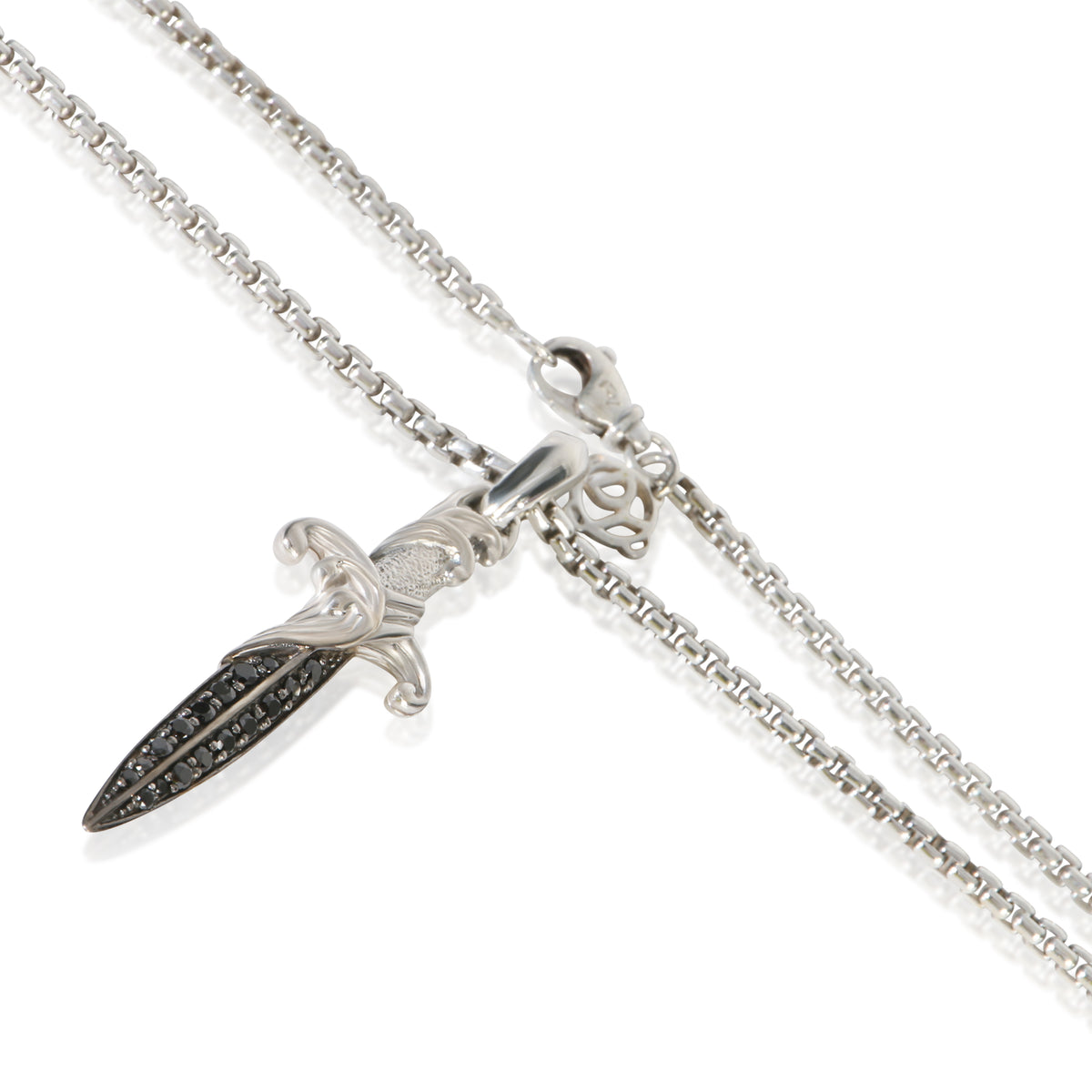 David Yurman Sterling Silver Diamond Waves Dagger Pendant sv