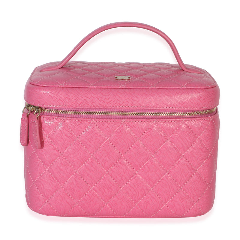 Chanel Pink Quilted Caviar Large Top Handle Vanity Case Handbag id