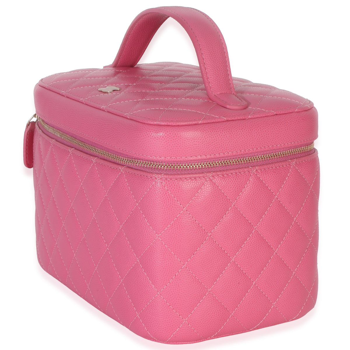 Chanel Pink Quilted Caviar Large Top Handle Vanity Case Handbag 2