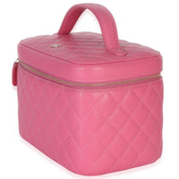 Chanel Pink Quilted Caviar Large Top Handle Vanity Case Handbag 2
