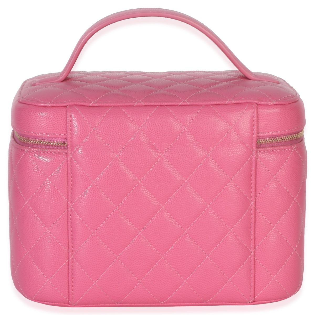 Chanel Pink Quilted Caviar Large Top Handle Vanity Case Handbag 4