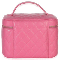 Chanel Pink Quilted Caviar Large Top Handle Vanity Case Handbag 4