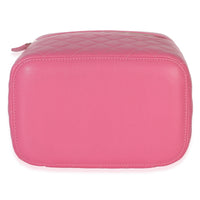 Chanel Pink Quilted Caviar Large Top Handle Vanity Case Handbag 5