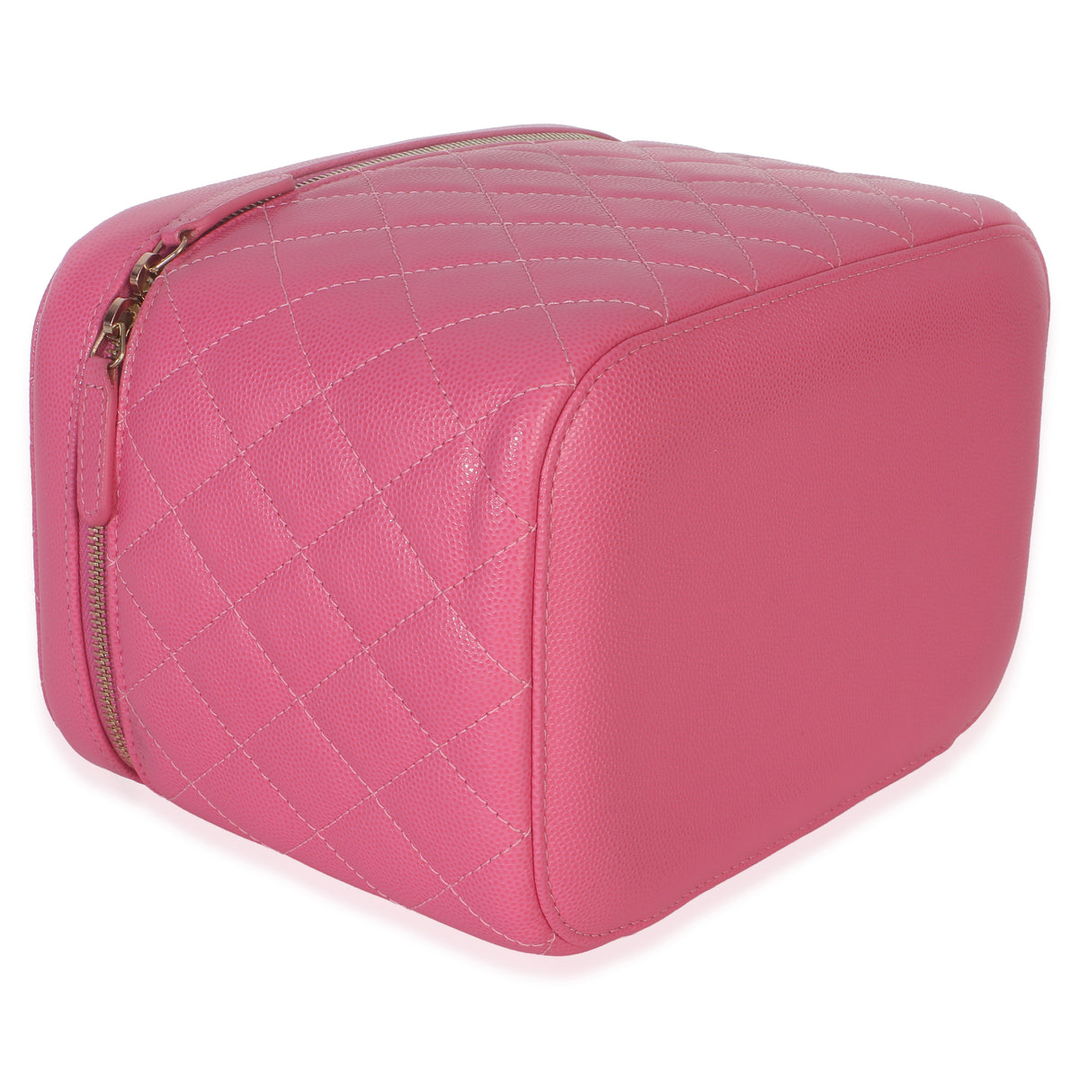 Chanel Pink Quilted Caviar Large Top Handle Vanity Case Handbag 6