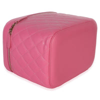 Chanel Pink Quilted Caviar Large Top Handle Vanity Case Handbag 6