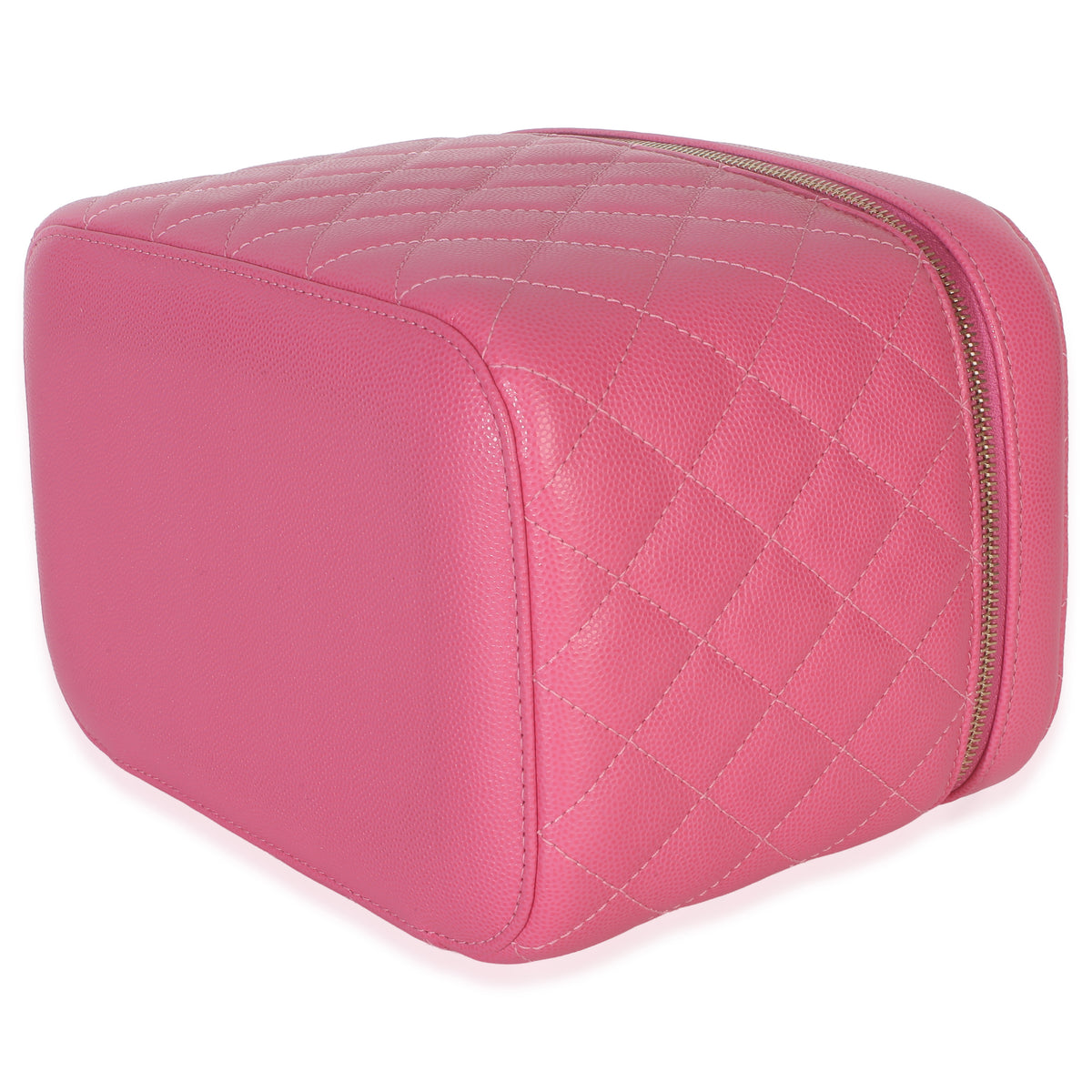 Chanel Pink Quilted Caviar Large Top Handle Vanity Case Handbag 7