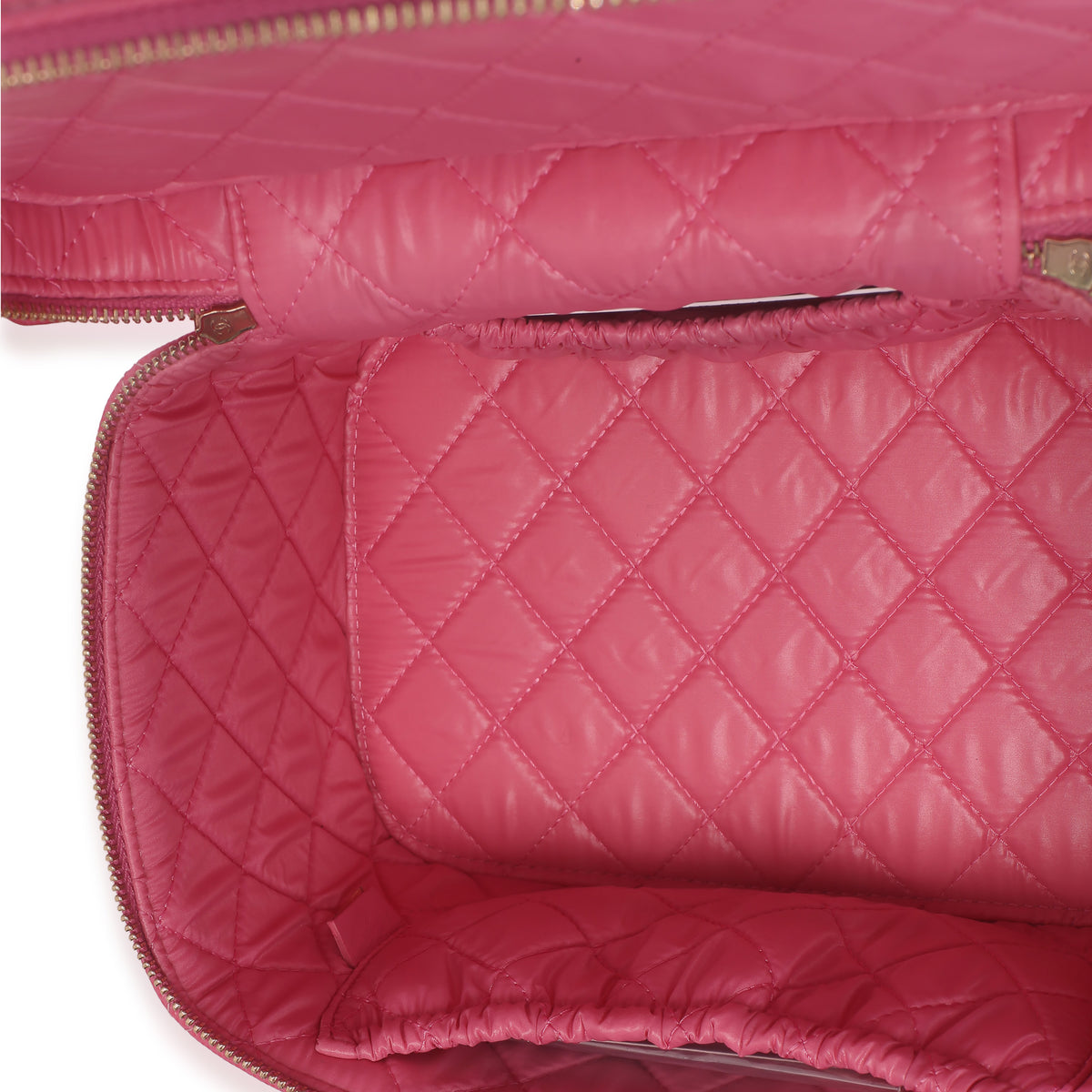 Chanel Pink Quilted Caviar Large Top Handle Vanity Case Handbag 8