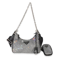 Prada Black Satin Crystal 2005 Re Edition Hobo Handbag id