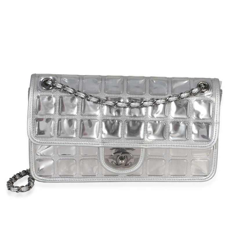 Chanel Silver PVC Calfskin Ice Cube Flap Bag Handbag id