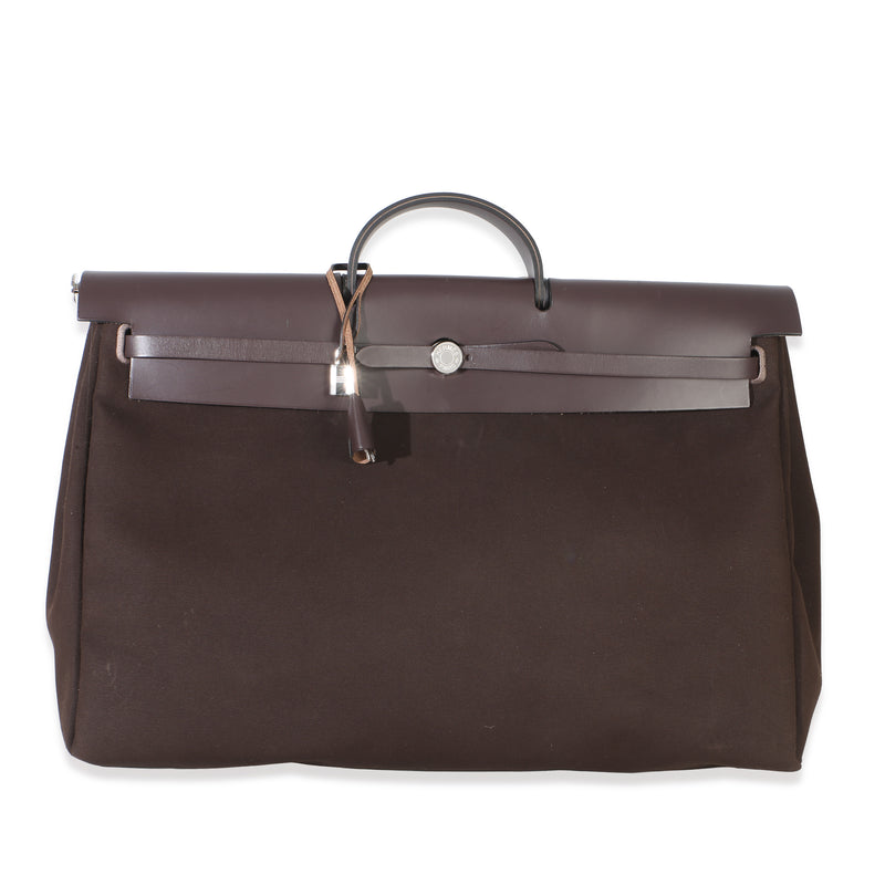 Hermès Chocolat Toile Officier Vache Hunter Herbag Zip Cabine Bag PHW Handbag id