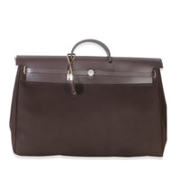 Hermès Chocolat Toile Officier Vache Hunter Herbag Zip Cabine Bag PHW Handbag fv