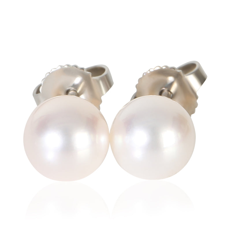 Tiffany & Co. White Gold Pearl Signature Earrings fv