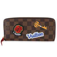 Louis Vuitton Red Damier Ebene Canvas Patches Clemence Wallet Wallet id
