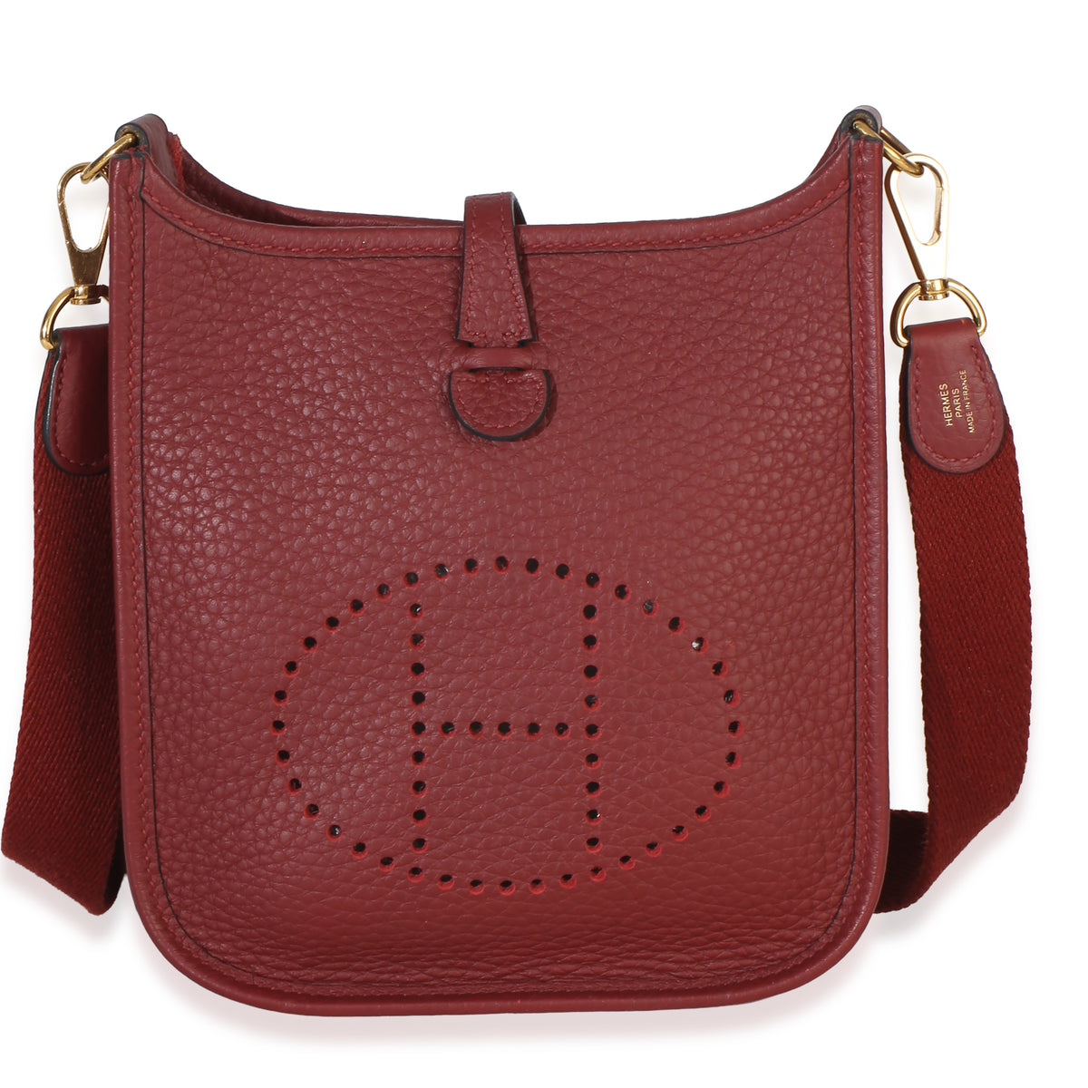 Hermès Rouge H Clemence Mini Evelyne 16 TPM GHW Handbag id