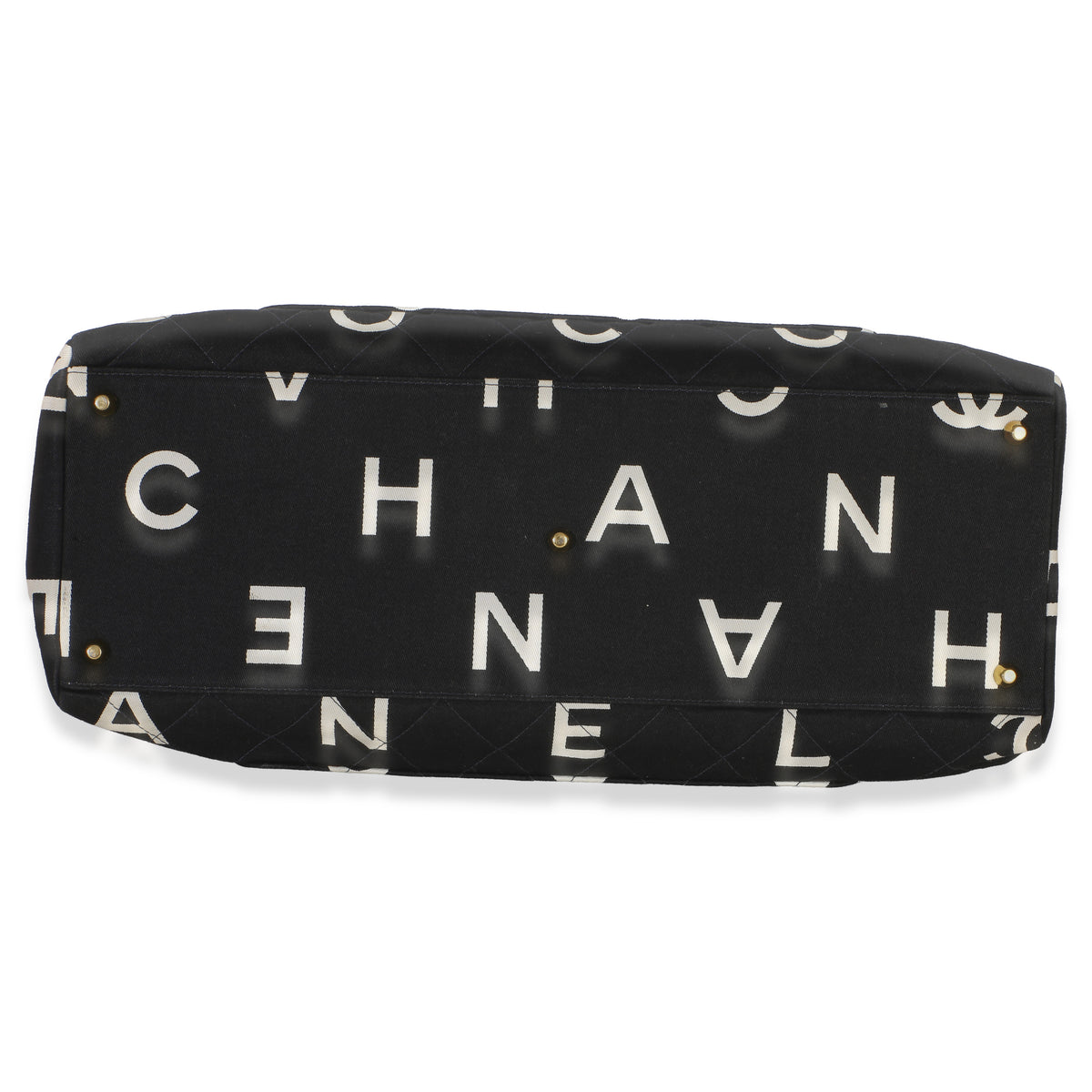Chanel Vintage Black White Quilted Canvas Logo Tote Handbag 5