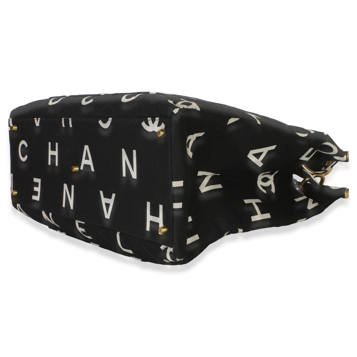 Chanel Vintage Black White Quilted Canvas Logo Tote Handbag 6