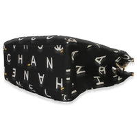 Chanel Vintage Black White Quilted Canvas Logo Tote Handbag 6