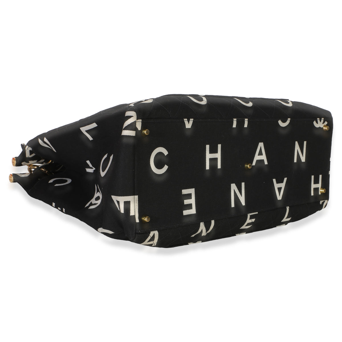 Chanel Vintage Black White Quilted Canvas Logo Tote Handbag 7